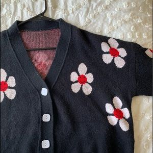Cropped Floral Cardigan